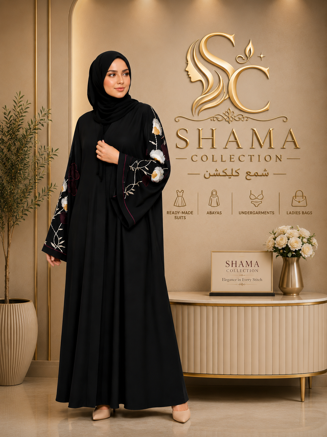 Black Embroidered Abaya