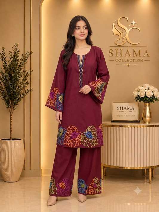 Elegant Embroidered 2-Piece Ladies Suit – Shama Collection