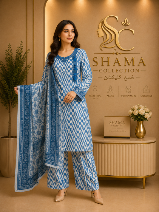 Premium 3 Piece Printed Lawn Suit | By Shama Collection
