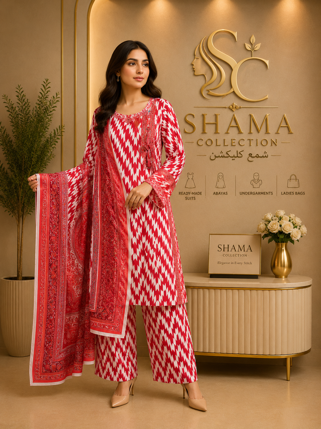Premium 3 Piece Printed Lawn Suit | By Shama Collection