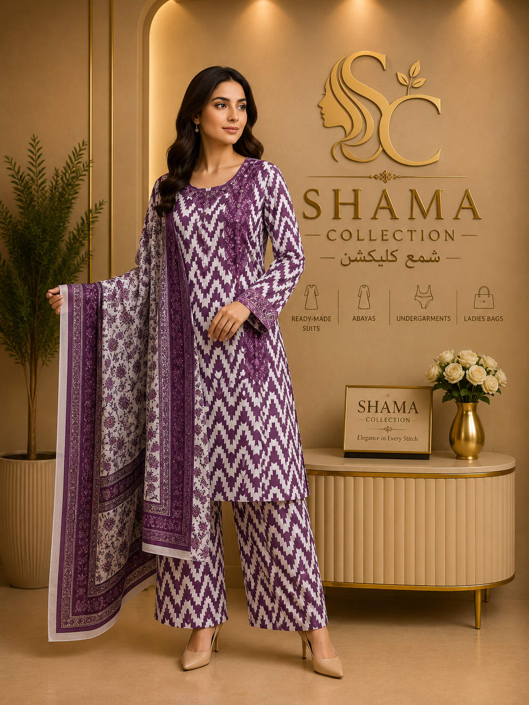 Premium 3 Piece Printed Lawn Suit | By Shama Collection