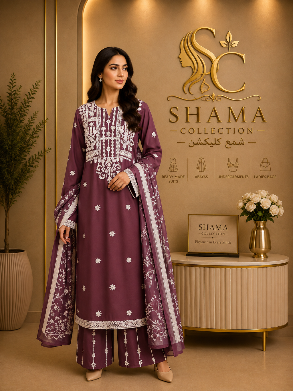 Luxury Embroidered 3 Piece Lawn Suit – Premium Pakistani Ready to Wear | Shama Collection