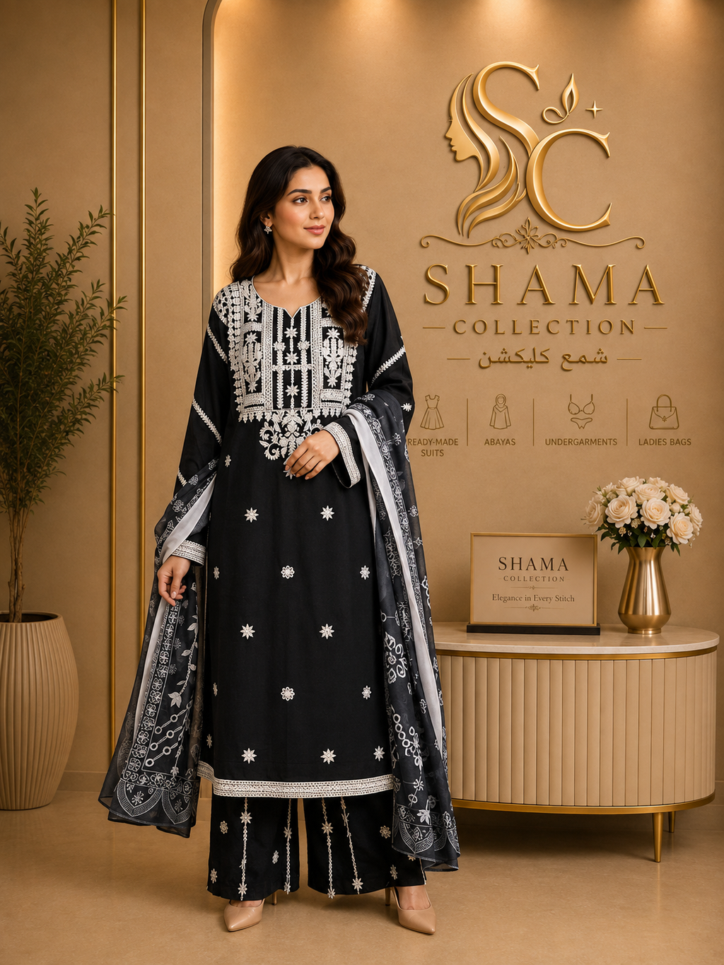 Luxury Embroidered 3 Piece Lawn Suit – Premium Pakistani Ready to Wear | Shama Collection
