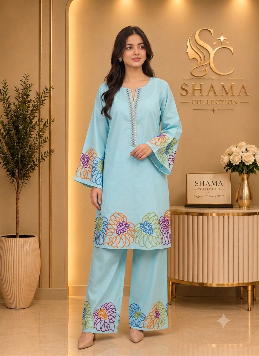 Elegant Embroidered 2-Piece Ladies Suit – Shama Collection