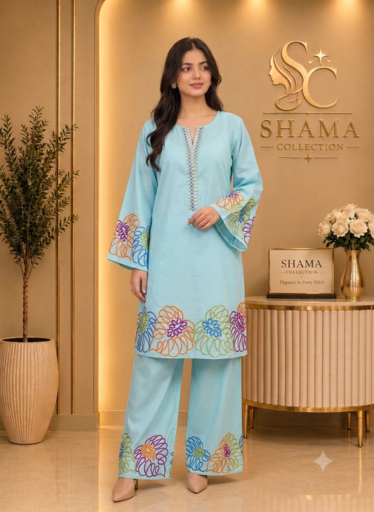 Elegant Embroidered 2-Piece Ladies Suit – Shama Collection