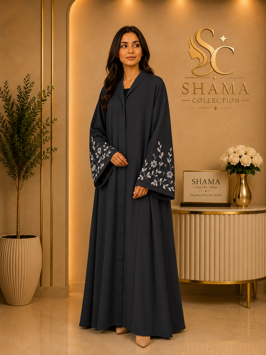 Premium Front Open Embroidered Abaya | By shama collection