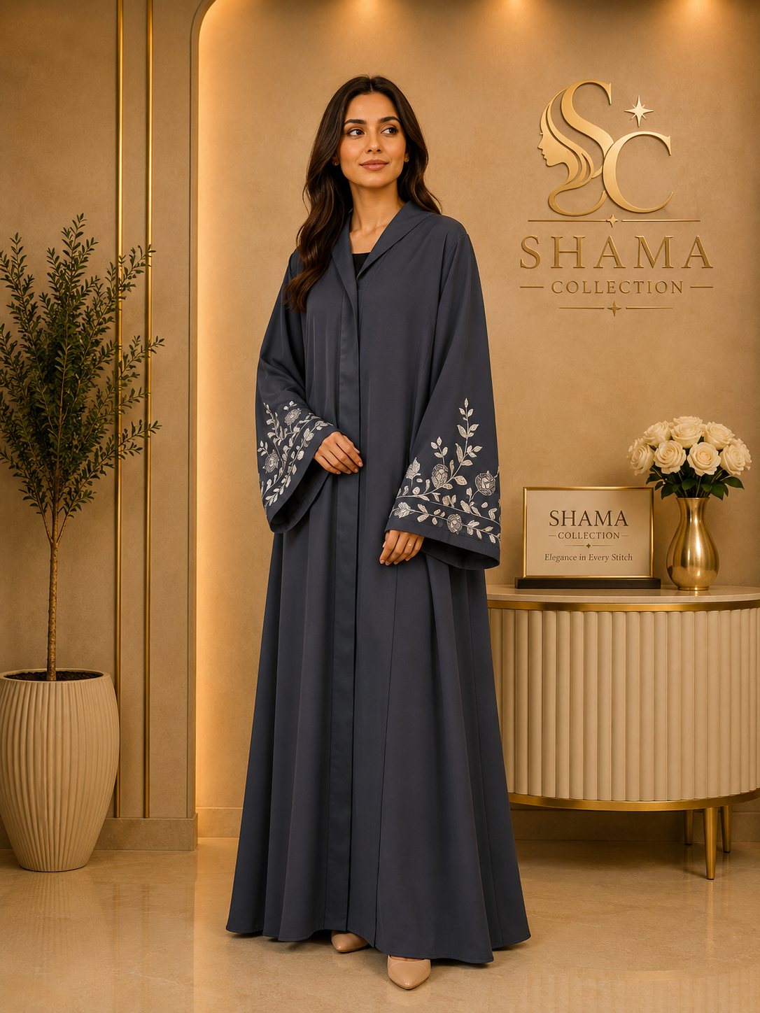 Premium Front Open Embroidered Abaya | By shama collection