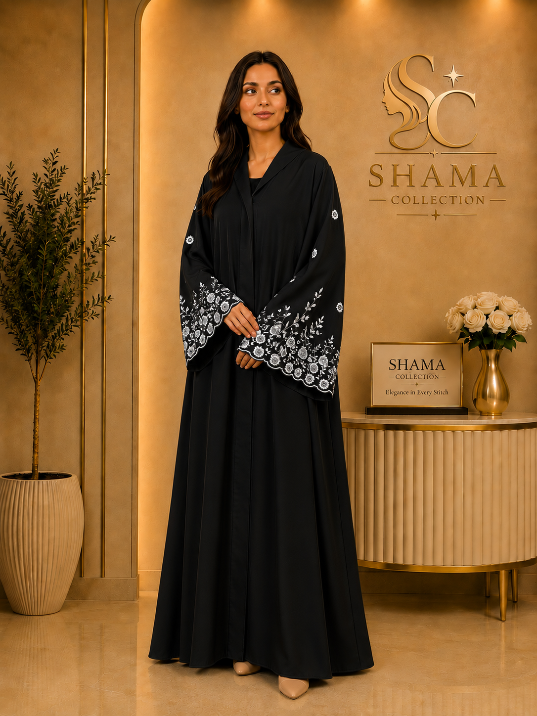 Premium Front Open Embroidered Abaya
