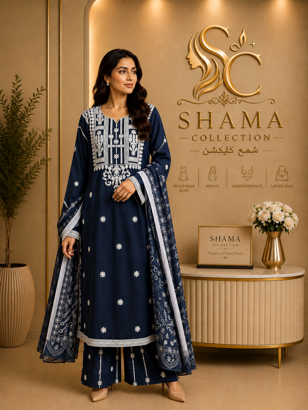 Luxury Embroidered 3 Piece Lawn Suit – Premium Pakistani Ready to Wear | Shama Collection