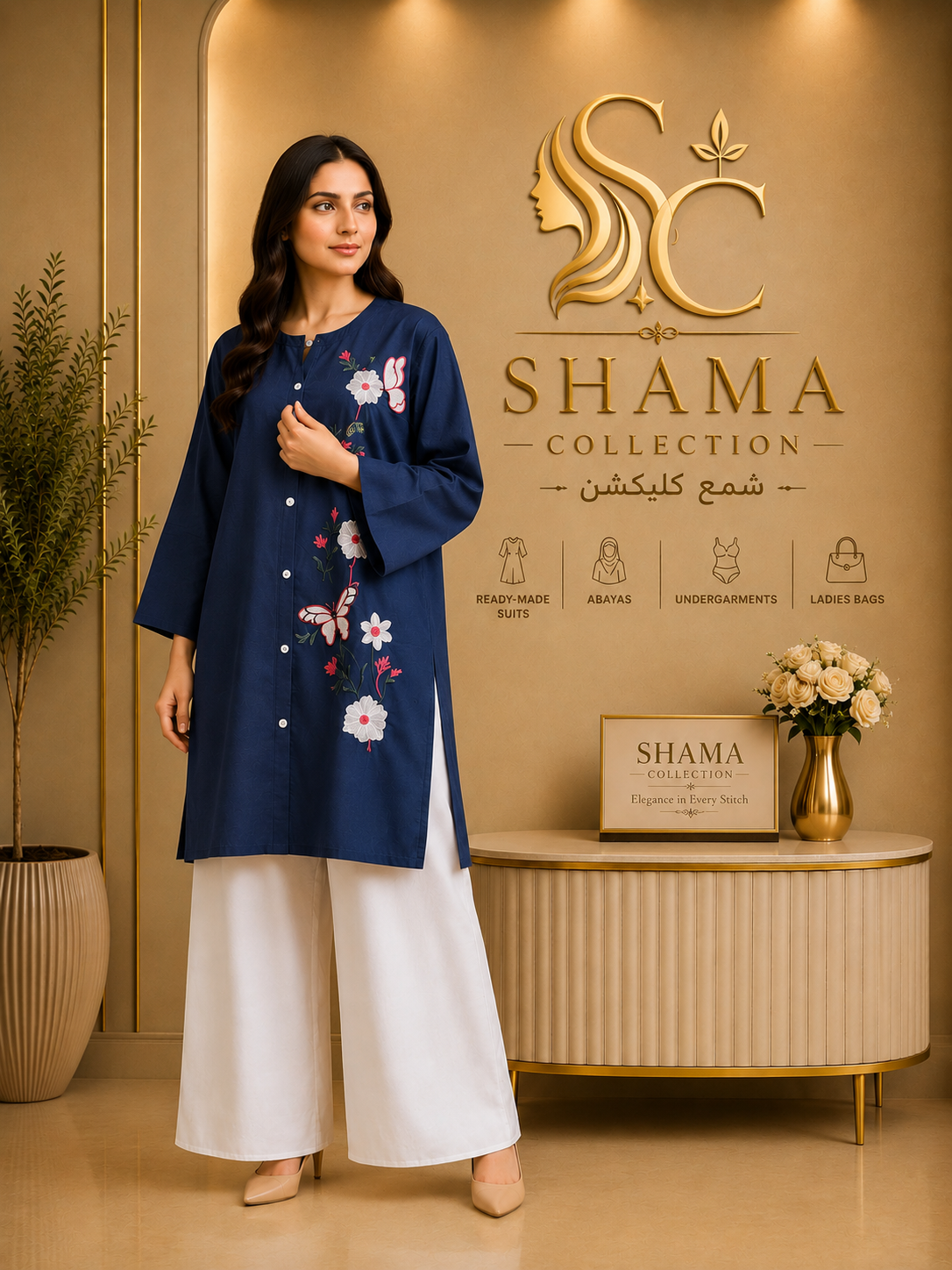 Premium Floral Embroidered Ready-to-Wear 2 Piece Suit