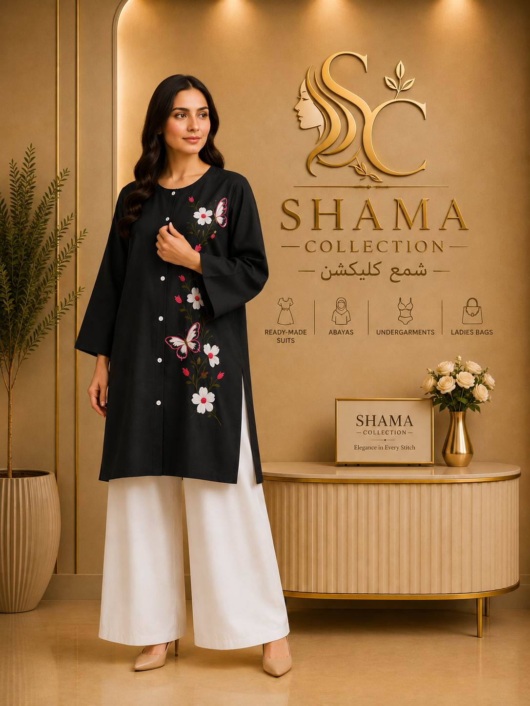 Premium Floral Embroidered Ready-to-Wear 2 Piece Suit